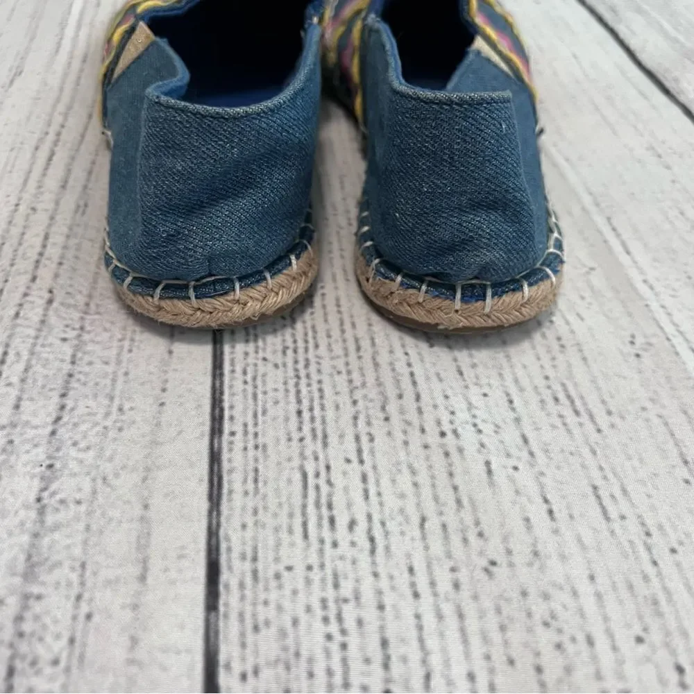 Boden Chambray Scallop Striped Espadrilles Size 8